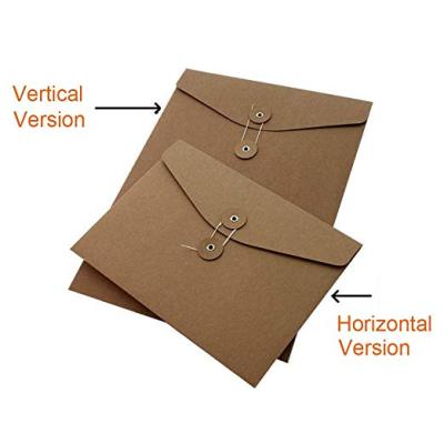 China Recycled Materials Customize Kraft Paper Button Envelope Rigid Twine Tie Envelope Recycled Envelopes for sale