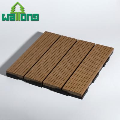 China Contemporary Wood Plastic Fast Non-Slip Compound Wood Composite Decking Tiles Interlocking Exterior Deck Tiles for sale