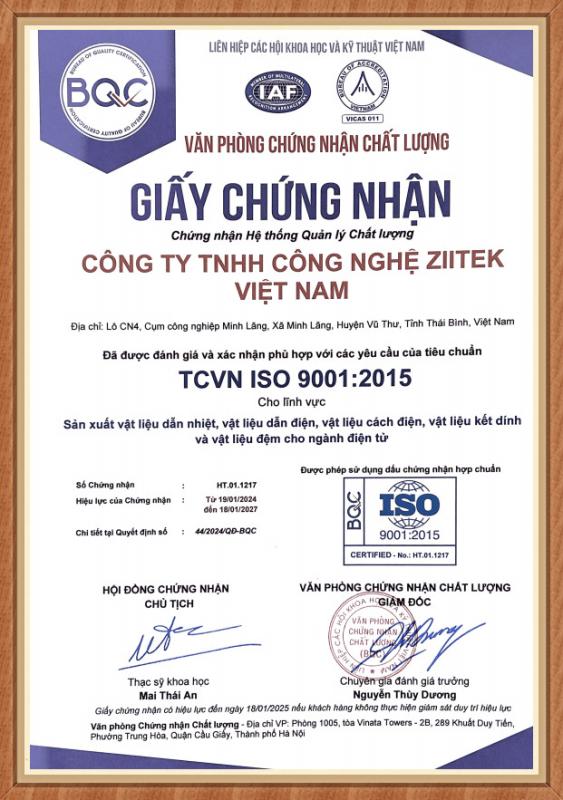 QC080000 : 2017 - CÔNG TY TNHH CÔNG NGHỆ ZIITEK VIỆT NAM