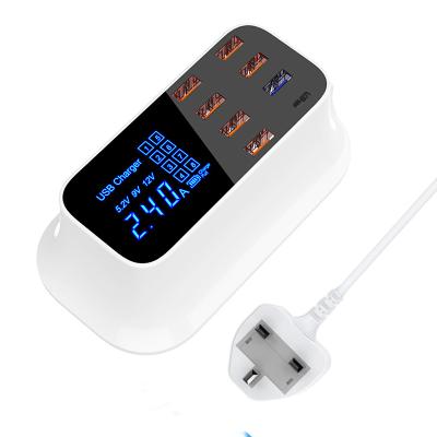 China LAIMODA USA UK QC3.0 EU QC3.0 Fast Charging 8USB Charger Multifunctional LED Display 5V8A Phone Charging PD Charger for sale