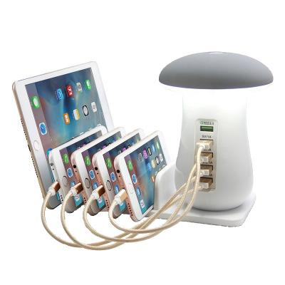 China Earphone / Cell Phone Wall 5 Usb Charging Station Left Mobile Phone Chargers LAIMODA Tecnologia QC3.0 In 1 Charger With Lamp for sale