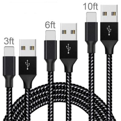 China MP3/MP4 Player Customized Hot Selling 3ft 6ft 10ft Amazon USB Nylon Braided Charging Data Cable Micro Type C Cable For iPhone 11/12 Pro Max for sale