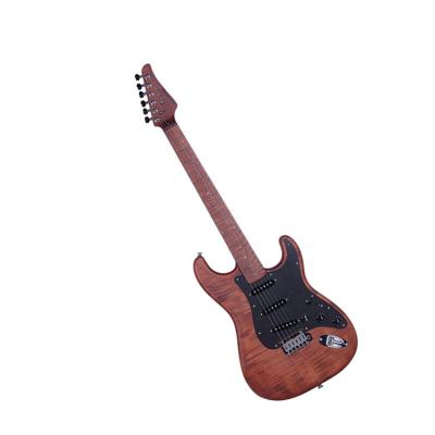 China Alder Flame Maple+6mm5A A Hot Selling 2021 Layer Special Caramel Color Single Rock Panel Electric Guitar for sale