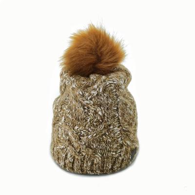 China COMMON winter warm pom pom hat knitted soft oversized fashion hat kids beanie hat for sale