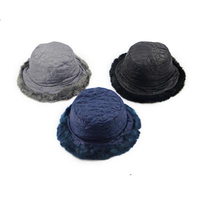 China Custom Bucket Hat Eco-Friendly Fisherman Hat Fleece Striping Winter Hat With Faux Fur for sale