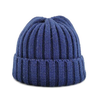 China Warm JOINT hat knit hats for adult winter lurex yarn fashion style soft beanie for sale