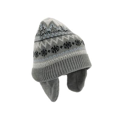 China JOINT winter jacquard kids earflaps beanie knitted kids earflaps hats for sale