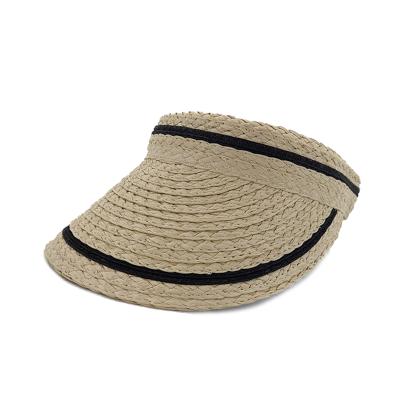 China New Striped Outdoor Sunshade Women's Outdoor Top Straw Hat Summer Paper Straw Sun Visor Hat for sale