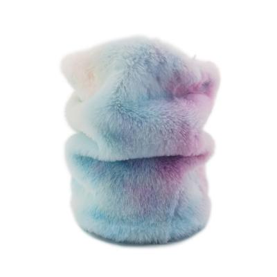 China Winter Warmer Ployester Plush Tie Multicolor Dye Kids Neck Scarf Furry Neck Scarf for sale