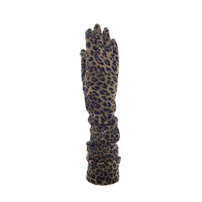 China women gloves fashion leopard print fabric winter warm full finger long glove BAS4# for sale