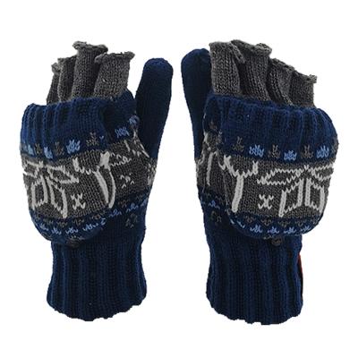 China Winter Cozy Mittens Shape Jacquard Knitting Thinsulate Striping Half Finger Adult Magic Knitted Mitten for sale