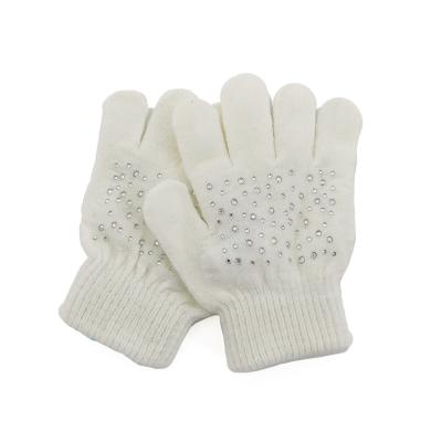 China Plain factory wholesale children's magic gloves knitted warm single color children's gloves warm gloves with hot drilling for sale