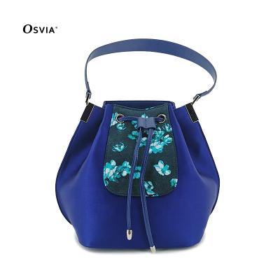 China Drawstring Lady Bucket Bag Women's Bag Printed Silk Lady Bucket Bag for sale