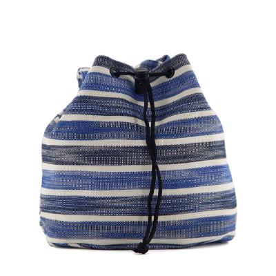 China Others Fashion Lady Shoulder Bag Striped Canvas Drawstring Bag Custom Cotton for sale