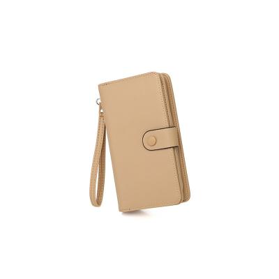 China Retro Multifunctional Women's Long Zipper Purse Simple Soft Wallet Mobile Phone Bag Large Capacity Wallet for sale