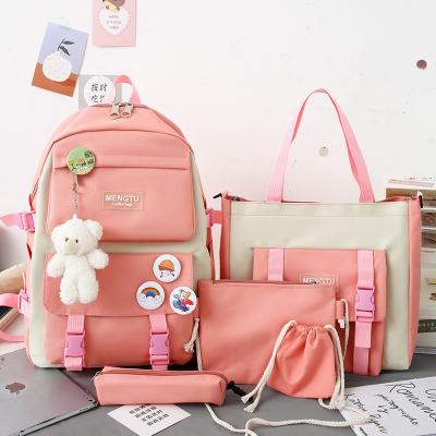 China Korean Style Women's Schoolbag Multifunctional College Student High School Fashion Harajuku Leisure Backpack Five-Piece Set for sale