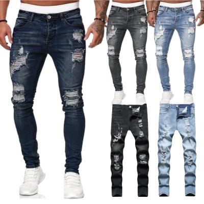 China Factory Wholesale OEM Designers Pantalones Breathable Blue Jeans Mens Stretch Ripped Skinny Denim Pants Slim Mens Jeans for sale