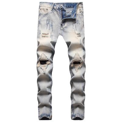 China Wholesale Custom Bootcut Jeans Slim Skinny Men Breathable Patch Denim Stretch Hip Hop Ripped Jeans Pencil Pants for sale