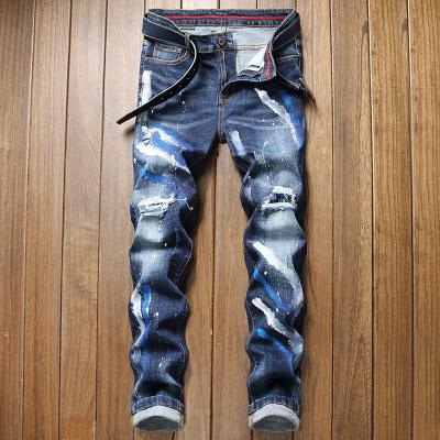 China Manufacturer Fashion High Street Stylish Pants Breathable Hip Hop Street Slim Fit Jeans Tapered Mens Prints Jeans Wholesale Used Man Jeans for sale