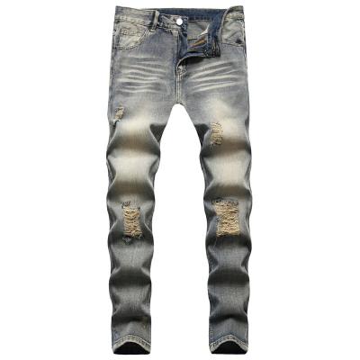 China Custom Stretch Big Size Fit Stretch Stretch Custom Slim Men's Retro Ripped Stylish Jeans Breathable Private Label Pants For Men for sale