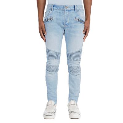 China High Street Breathable Skinny Denim Ripped Skinny Pants Stretch Slim Fashion Motorcycle Pants Mens Jeans for sale