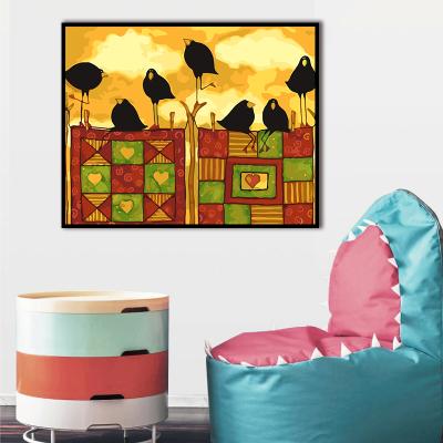 China Diy CLASSIC Cartoon Crow Animal Paint By Numbers Kids Paint By Numbers Oil Painting Living Room Wall Picture Home Decor for sale