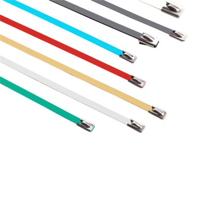 China Stensile Strong Strength SS201/304/316 Multicolor Used For Binding Wire Ball Lock Stainless Steel Cable Tie for sale