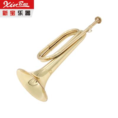 China Simple and modern design trumpet exquisite workmanship gold lacquer 11CM bell diameter trumpet brass finish flugelhorn charging for sale