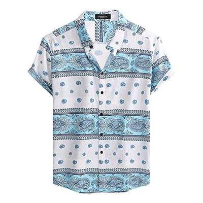 China Custom Printed Summer High Quality Anti-Shrink Summer Print Quick Dry Short Sleeve Polyester Button Down Hawaiian Shirt Rolling Men's Shirts for sale