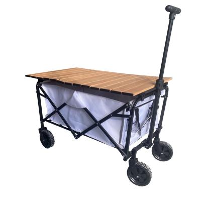 China Durable Outdoor Leisure Collapsible Collapsible Folding Picnic Garden Beach Camping Cart Serving Cart with Table for sale