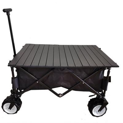 China Mini Camping Trolley Folding Collapsible Cart Carts Foldable Outdoor Cart With Table Board for sale