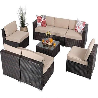 China Garden Set Outdoor Sectional Conversation Sofa Patio Rattan Sofa Set 8 Piece Furniture Rattan for sale