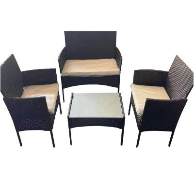 China Modern Cubed Rattan Garden Furniture Set Outdoor Rattan Dining Set for sale