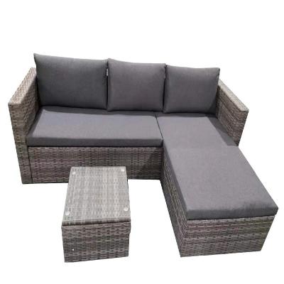 China Modern Hot Selling Rattan Furniture L Shape Sofa Set Outdoor Rattan Garden Wicker Sofa for sale