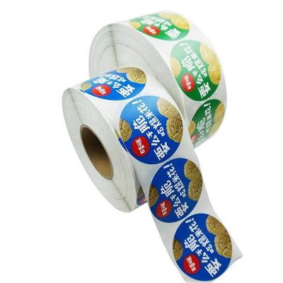 China Custom Printing Waterproof Labels Popcorn Adhesive Packaging Labels Canned Food Jar Sticker Roll for sale