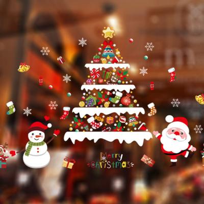 China Custom 3D PVC Advertising Wallpaper Xmas Window Decoration Custom Wallpaper Printed Waterproof Christmas Window Stickers for sale