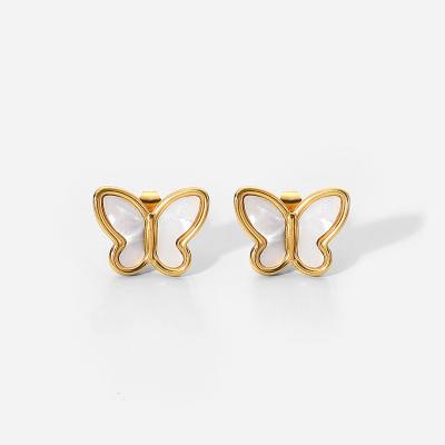 China Simple Design Environmental Friendly 18K Gold Plated Stainless Steel Butterfly Earrings for sale