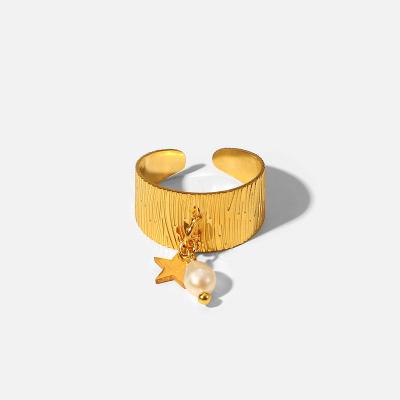 China Environmental Friendly Simple 18K Gold Plated Stainless Steel Star Heart Bead Pendant Ring for sale