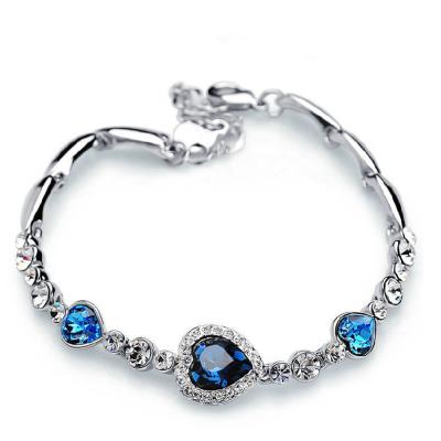 China New Design Environmental Friendly Jewelry Fashion Alloy Ocean Korean Heart Crystal Bracelet for sale