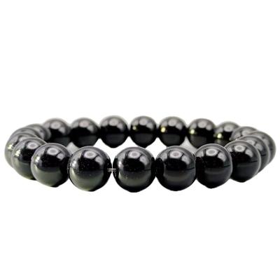 China New Wholesale Unisex Environmentally Friendly Glass Bead 10mm Simple Elastic Bracelet for sale