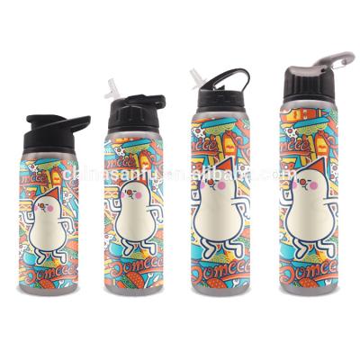 China Viable San Fu Logo Aluminum Water Bottle With Straw Custom Printing Lid for sale