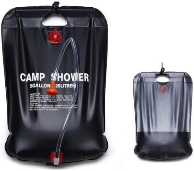 China Waterproof Customize Portable Solar Camp Shower Camping Bag 5 Gallon Ultralight Black PVC Bag For Outdoor Summer Camp Hiking for sale