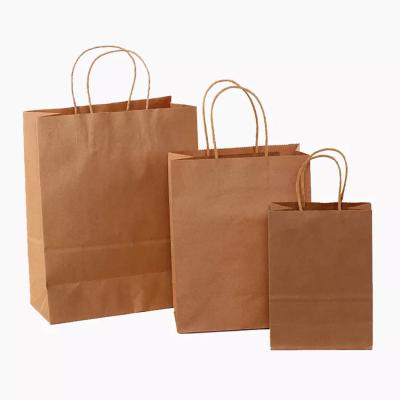 China Handmade colorful and brown twisted kraft paper handle shopping carrier bag to accept LOGO customization for sale