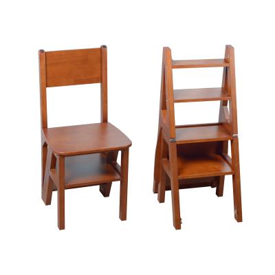 China Brown Ladder Back Silla plegable de madera Multi Functional Transformated Chair Ladder en venta