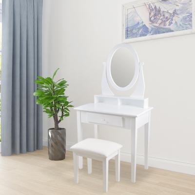 China Kruk van de manier de Stevige Houten Witte 75*80*40cm Weerspiegelde Toilettafel Te koop