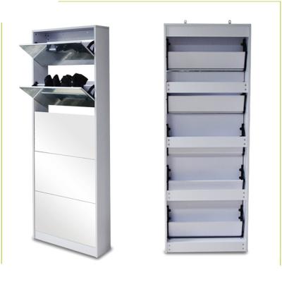 China Bedroom White 25kg 29pcs Panels Mirrored Shoe Cabinet for sale