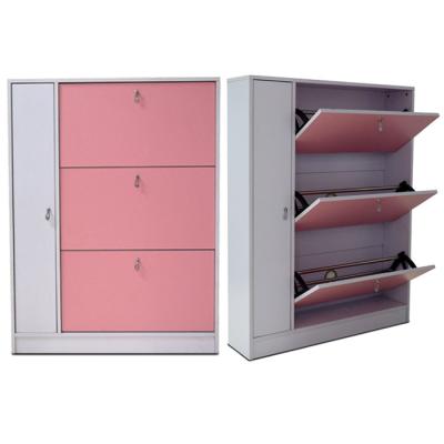 China Pink Umbrella Storage Adjustable MDF Mirrored Shoe Cabinet for sale