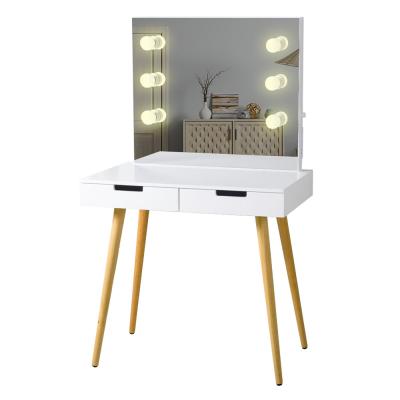 China USB Charger MDF Board Cosmetic Dressing Table 3mm Mirror With LED Light for sale