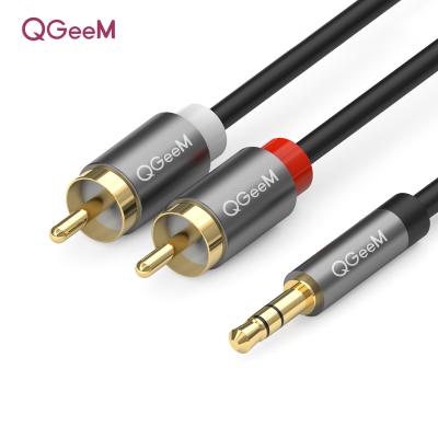 China Speaker QGeeM 2RCA to Dual 3.5 RCA Converter Audio Protected for Edifer Home Theater DVD 24K Gold Plating for sale