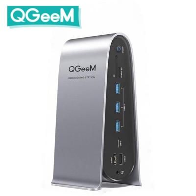 China USB C Docking Station, QGeeM Universal 17-in-1 Dual USB 3.0 Laptop Docking Station Monitor QG-D6907-LX4 for sale